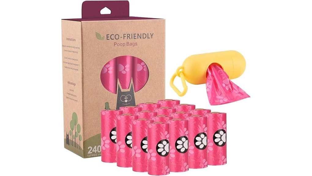 pink biodegradable dog poop bags