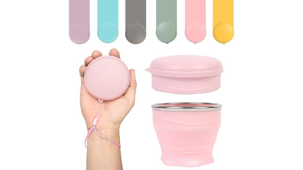 pink collapsible silicone travel cup
