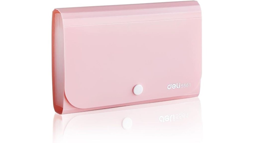 pink expanding accordion file organizer