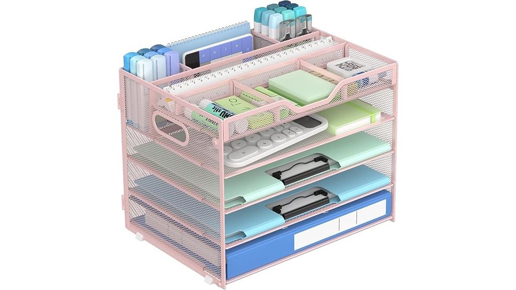 pink five tier mesh organizer