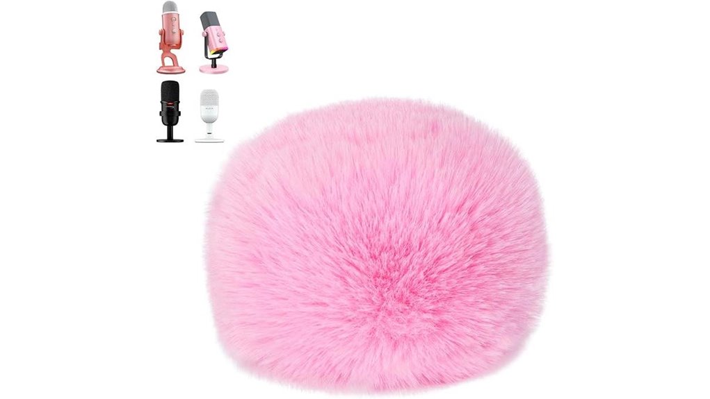 pink furry pop filter