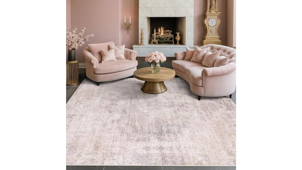 pink grey distressed medallion rug