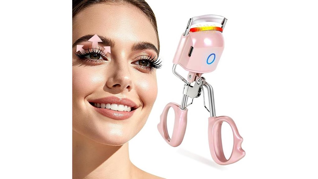 pink heated electric eyelash curler
