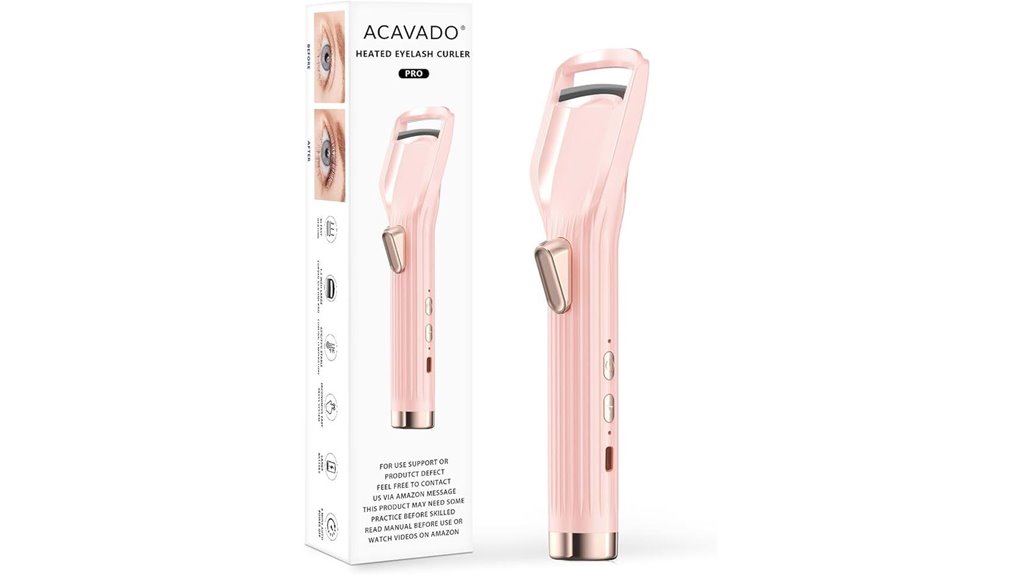 pink heated rechargeable eyelash curler