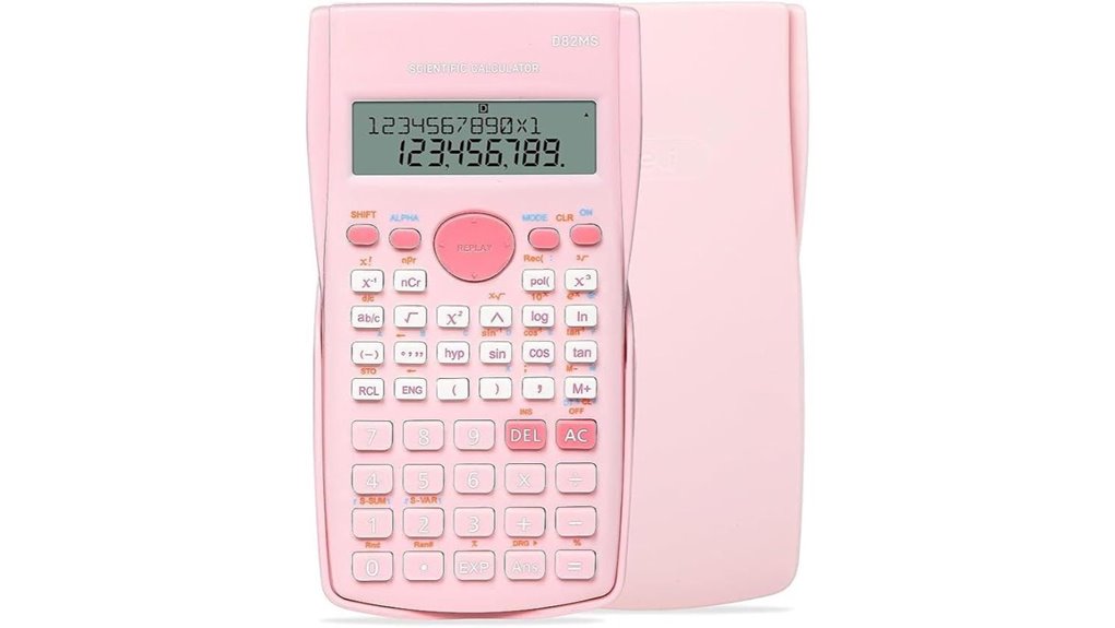 pink two line student calculator