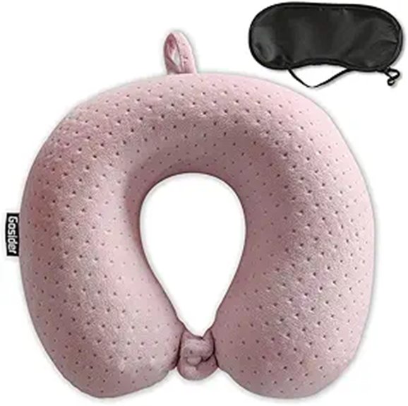 pink u shaped memory foam pillow