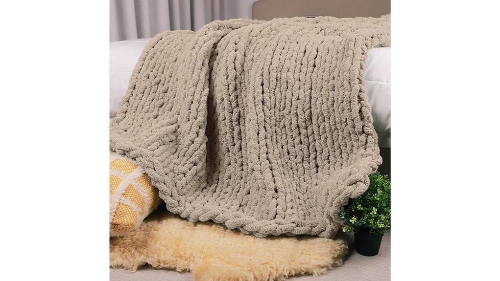 plush chunky chenille throw blanket