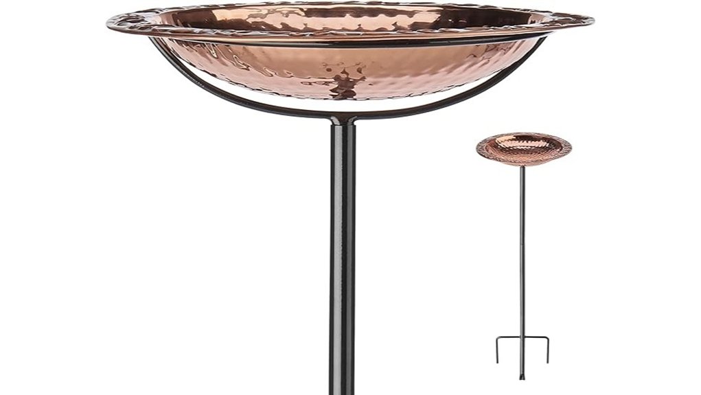 polished copper bird bath