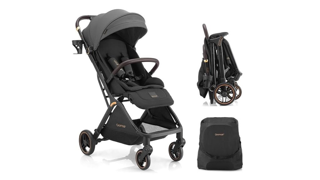 portable dark gray gravity fold stroller