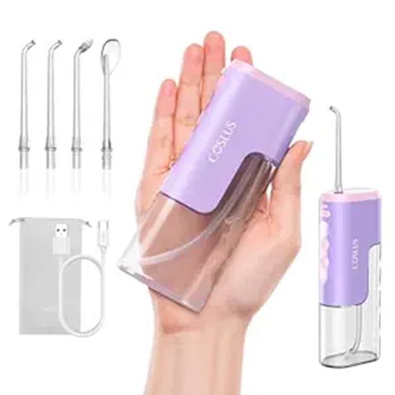 portable pink purple water flosser
