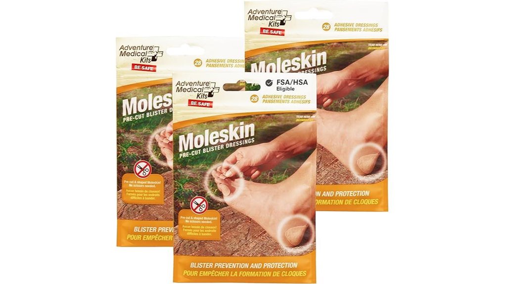 pre cut shaped moleskin pack