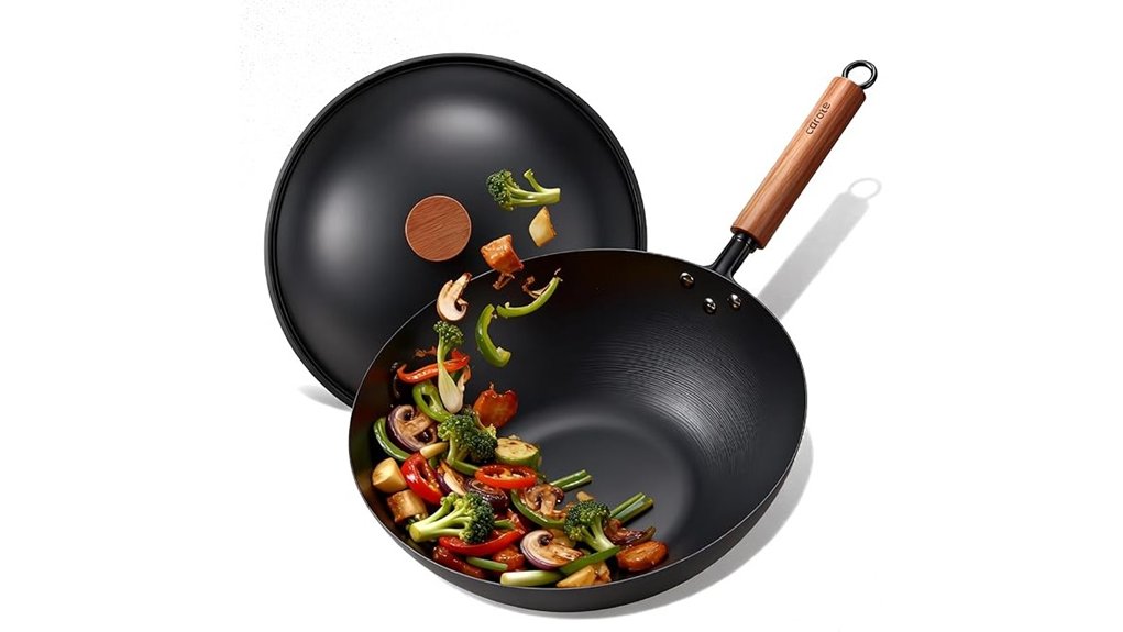 pre seasoned 12 inch carbon steel wok