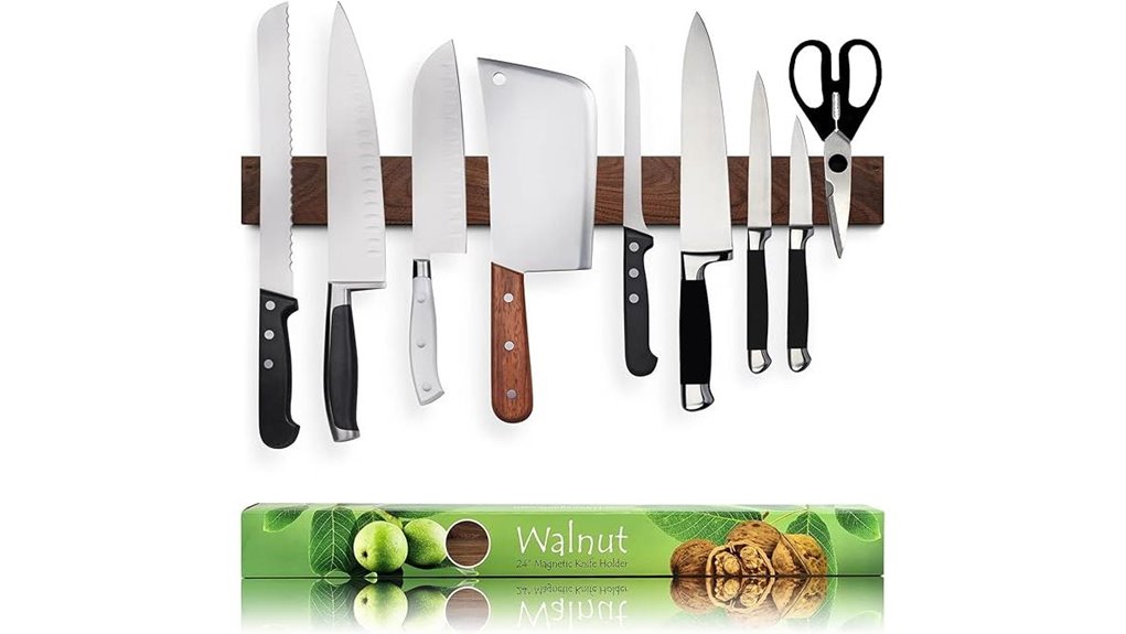 premium 24 inch dark walnut wooden magnetic knifeholder