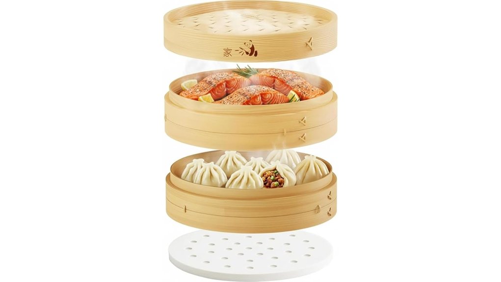 prime home bamboo steamer 2 tier