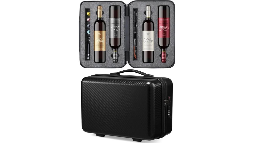 protective four bottle wine suitcase