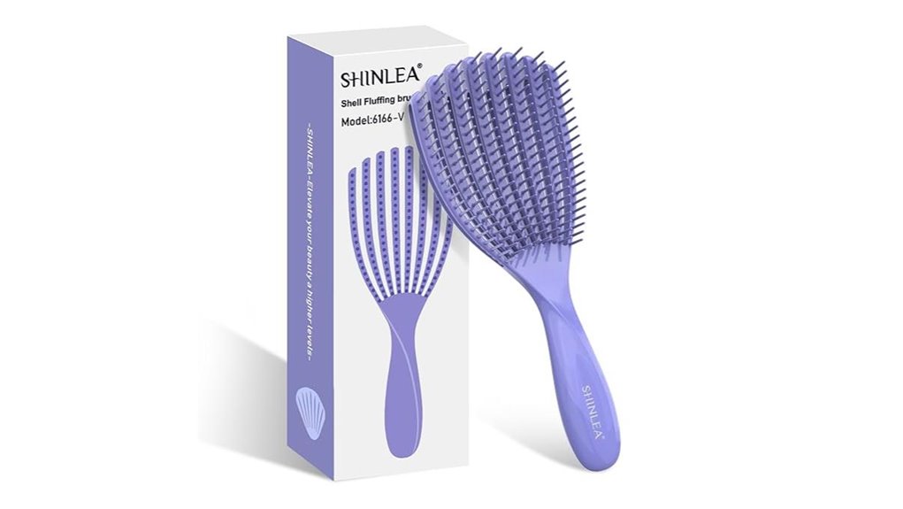 purple curly hair detangler brush