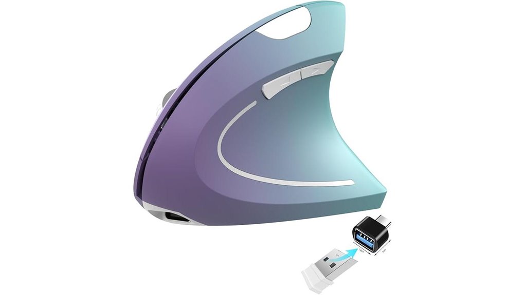 purple ergonomic wireless vertical mouse