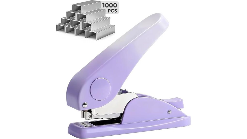 purple heavy duty stapler with staples