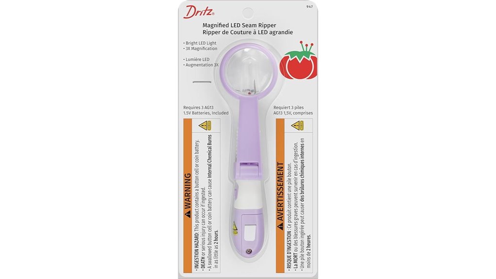 purple led magnified seam ripper