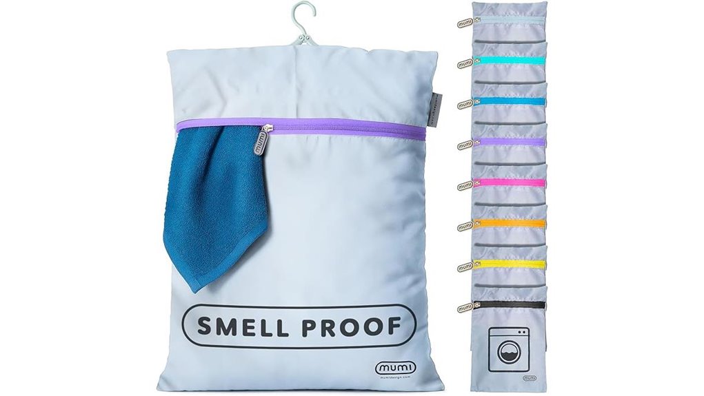 purple moisture and smell proof travel laundry bag