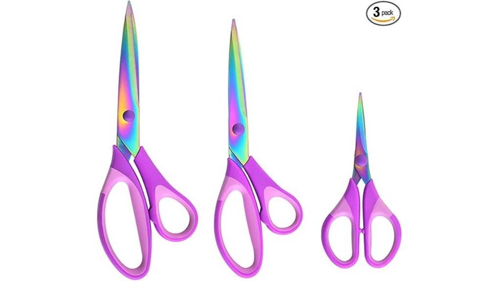 purple titanium three piece scissors
