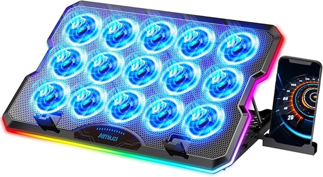 quiet 15 fan laptop cooling pad