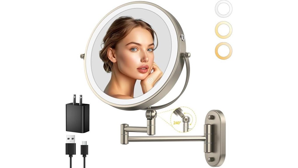 rechargeable double sided lighted mirror