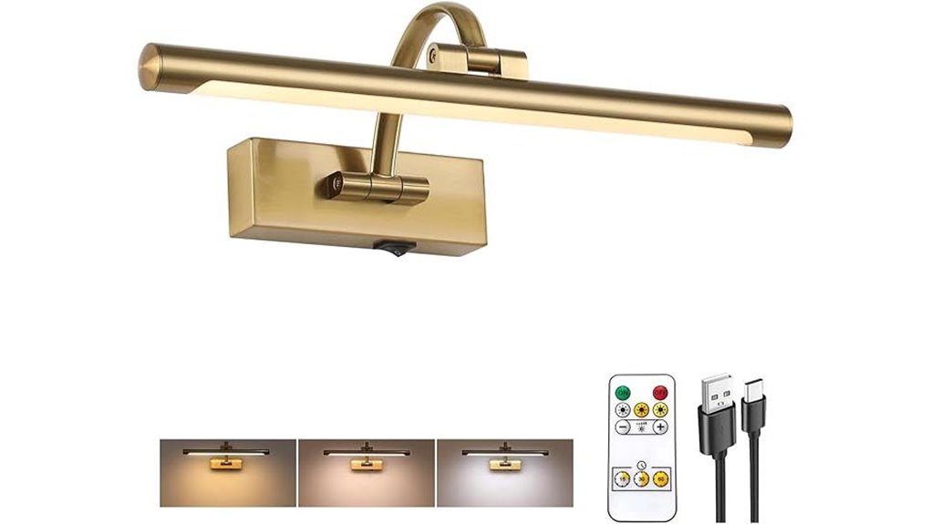 rechargeable rotatable brass picture light
