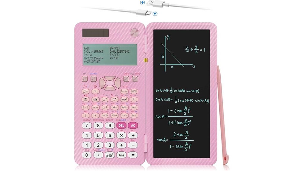 rechargeable scientific calculator with notepad