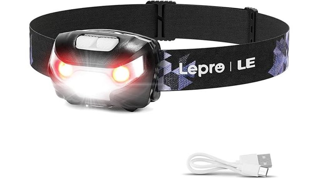 rechargeable waterproof 5 mode headlamp
