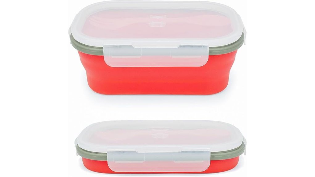 red 1000ml collapsible silicone bento
