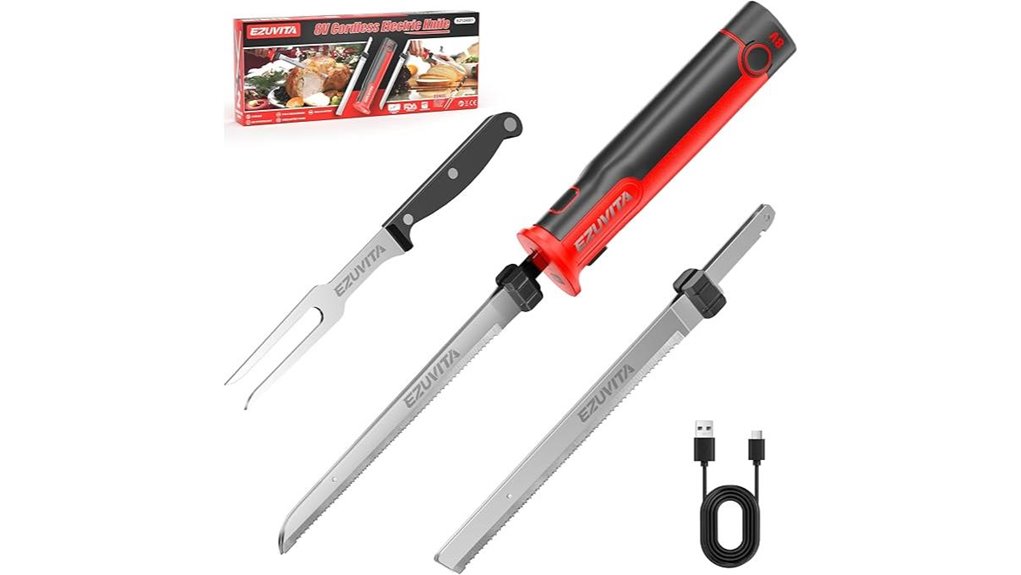 red and black cordless knife