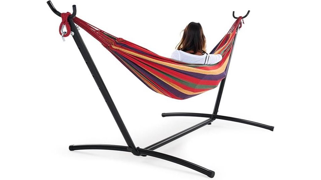 red double hammock with stand