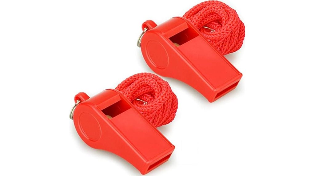 red emergency whistles with lanyard