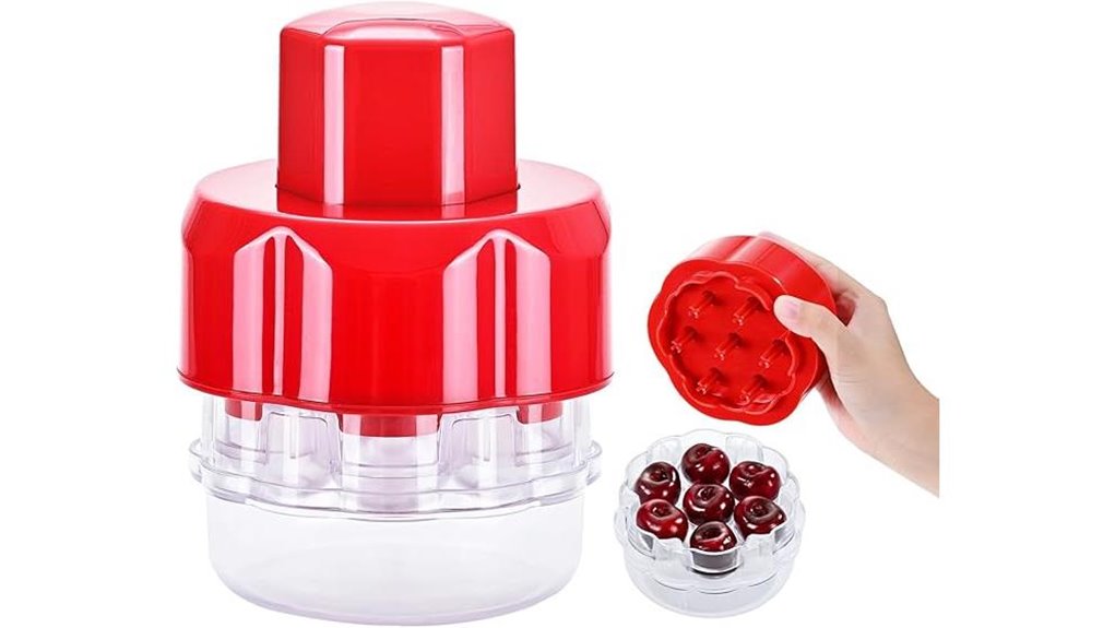 red portable quick release cherry pitter