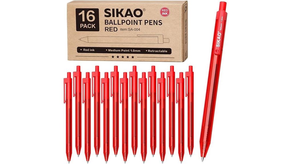 red retractable 1 0mm pens