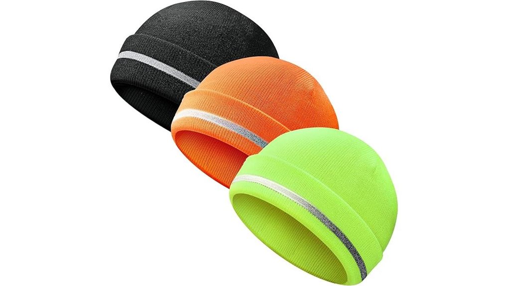 reflective neon winter knit beanie