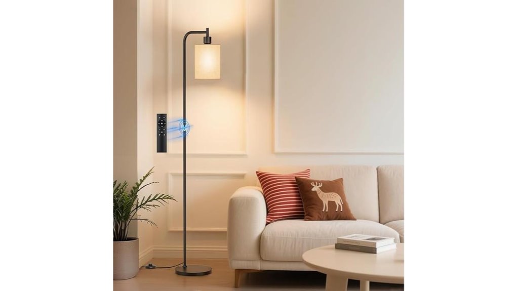 remote controlled dimmable linen floor lamp
