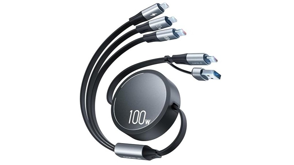 retractable 6 in 1 100w cable