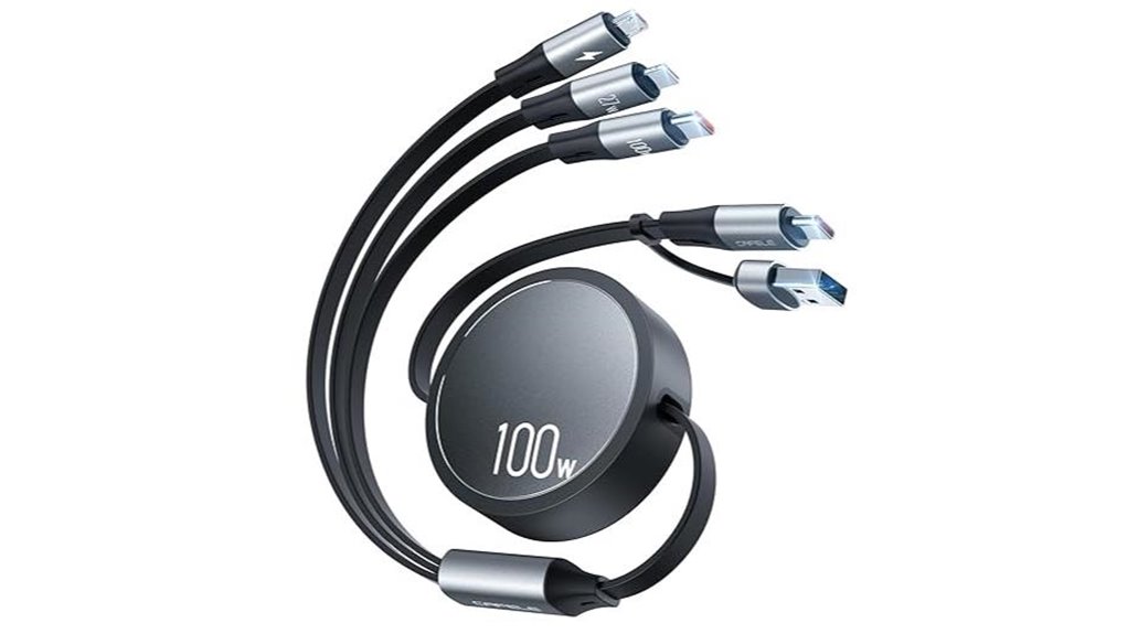 retractable 6 in 1 100w charging