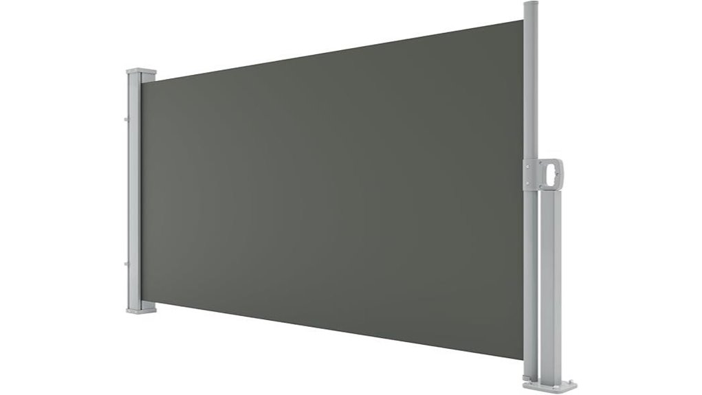 retractable grey privacy awning