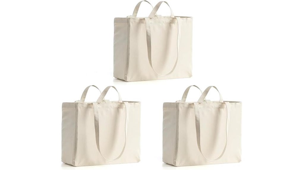 reusable canvas grocery tote set