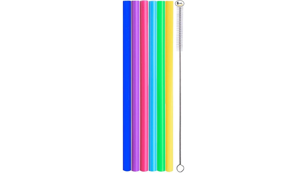 reusable extra long silicone smoothie straws