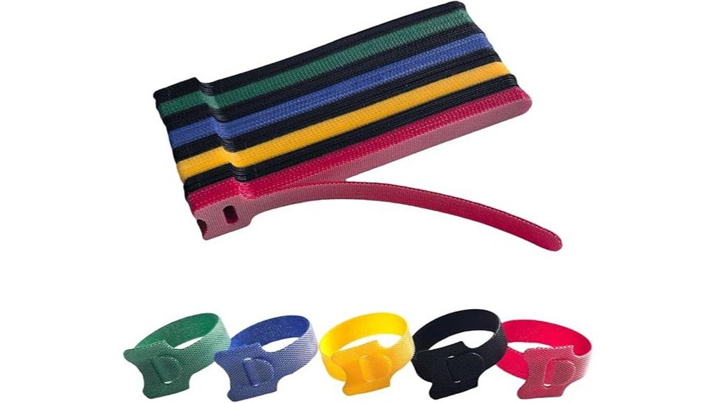 reusable multi color hook and loop cable ties