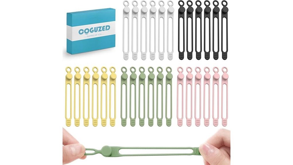 reusable silicone cable ties 30 pack