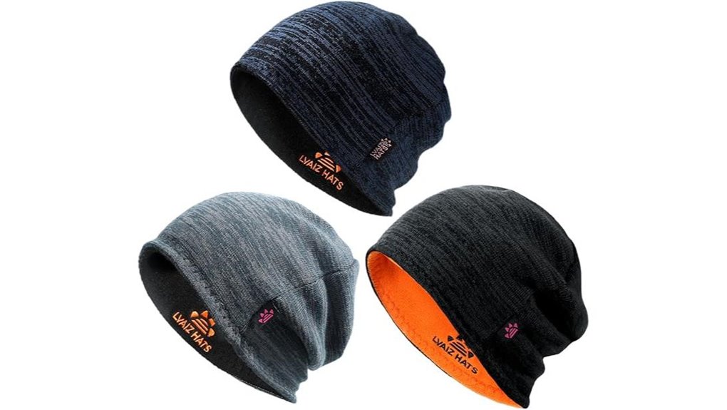 reversible fleece lined winter beanies