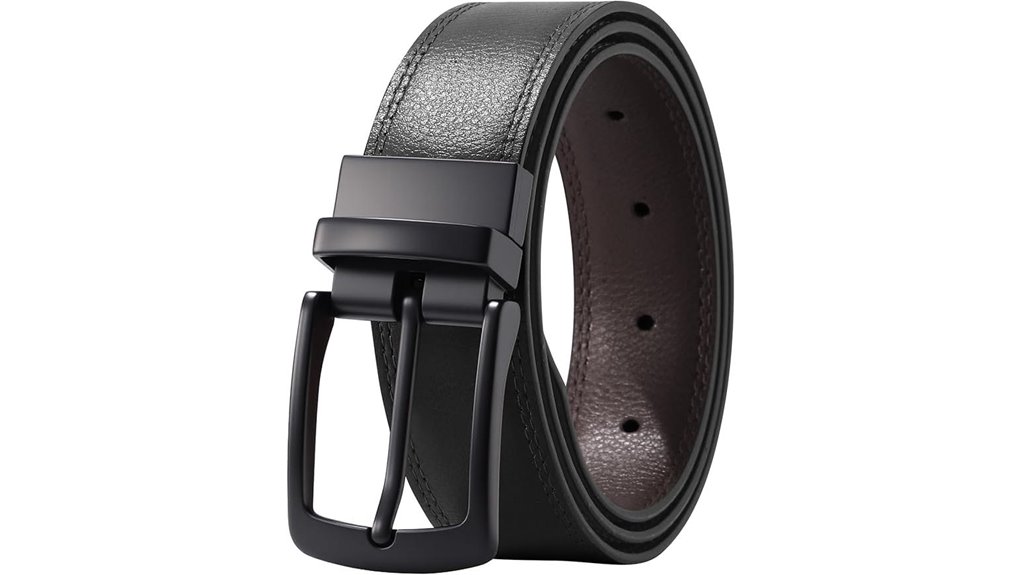reversible genuine leather dress belt