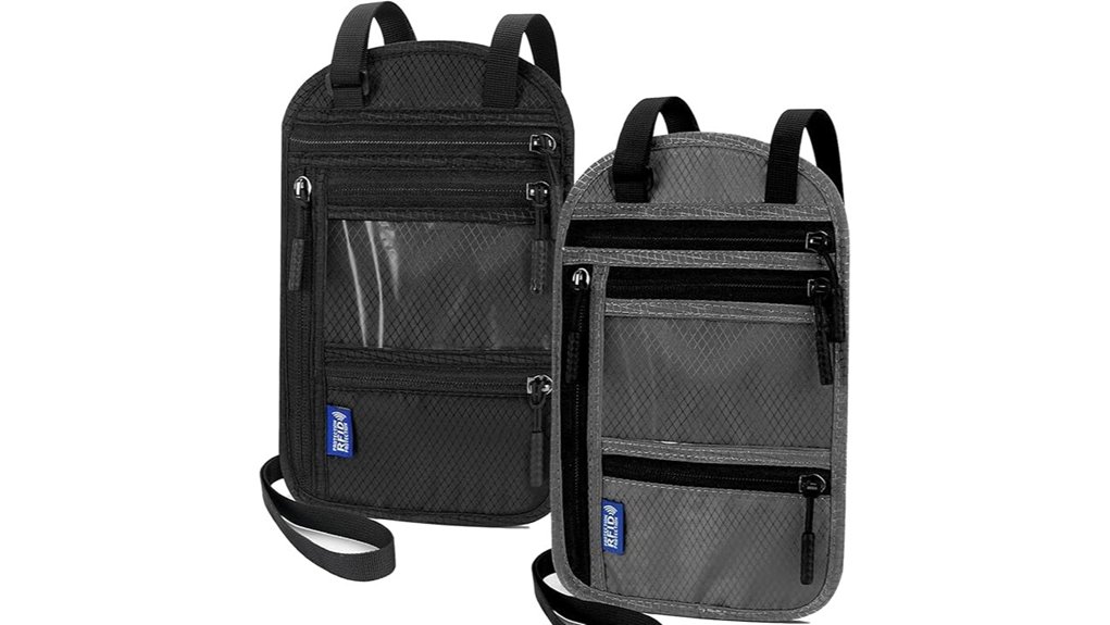rfid blocking travel neck wallets