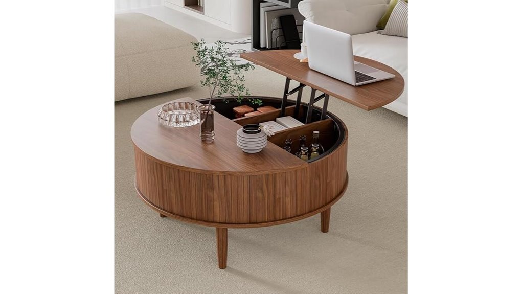 round fluted lift top storage coffee