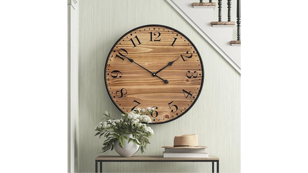 rustic 24 inch wooden clock